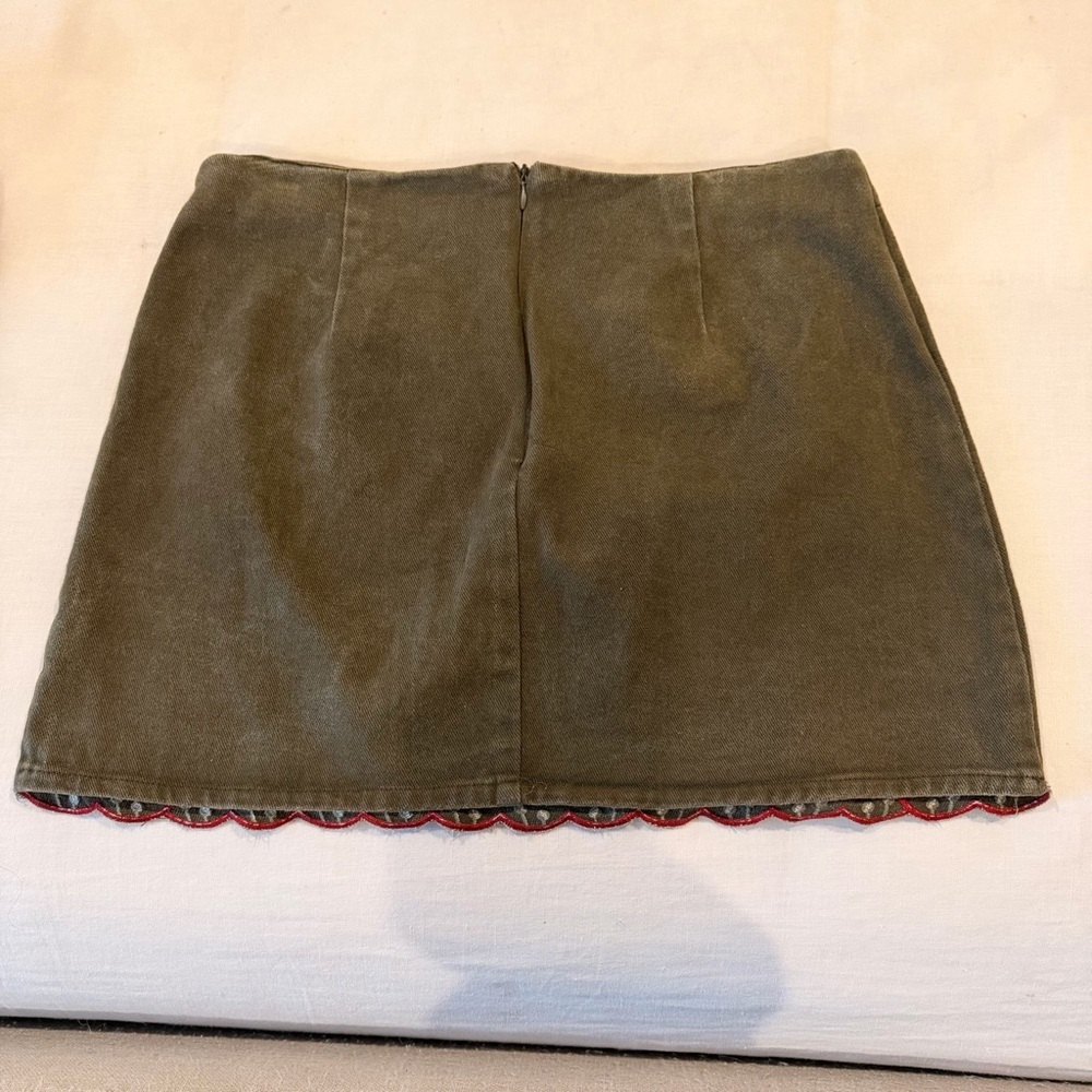 Blue Rain Embroidered Boho Mini Skirt Floral Folk Size L Bohemian - Picture 2 of 6
